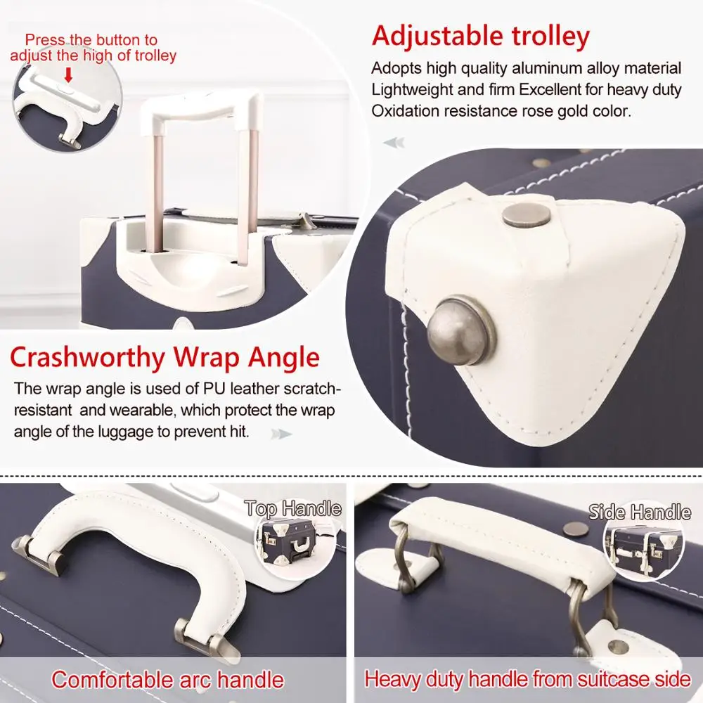 Винтажная Дорожная сумка из ПУ 3 шт./компл. 12 &quotкосметичка и 20&quot 26 &quotретро