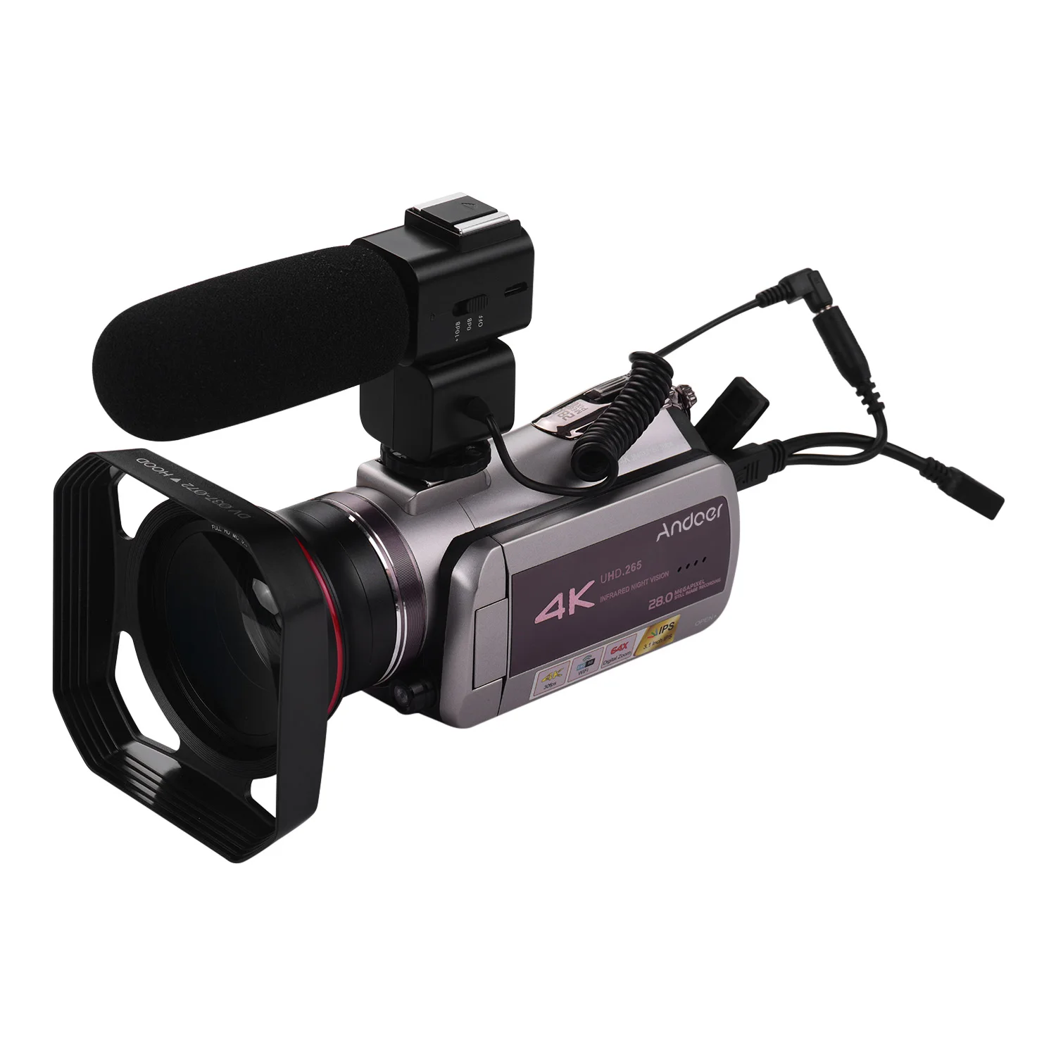 

Andoer HDV-AZ50 Portable 4K WiFi Digital Video Camera Wide Angle Camcorders Touchscreen 64X Digital Zoom IR Night Vision Cameras