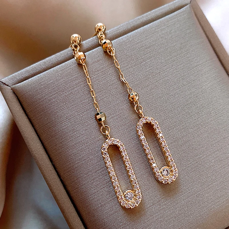 

Vintage Elegant Irregular Rhinestones Earrings for Women S925 Needle Dangle High Quality AAA Zircon Jewelry Party Girl Gift Hot