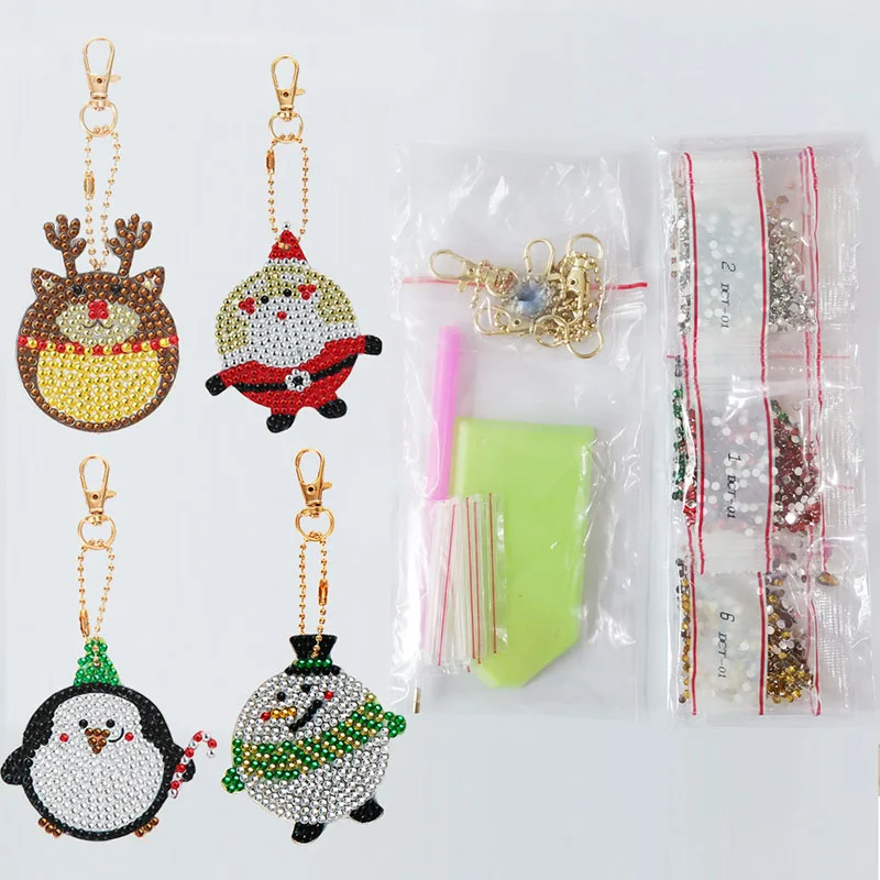 4 шт. Diy алмазная живопись крест Стич брелок Рождество полная специальная форма