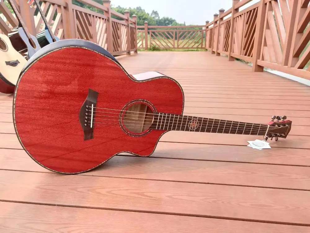 41 размер твердая верхняя акустическая гитара с подлокотником в красном цвете |