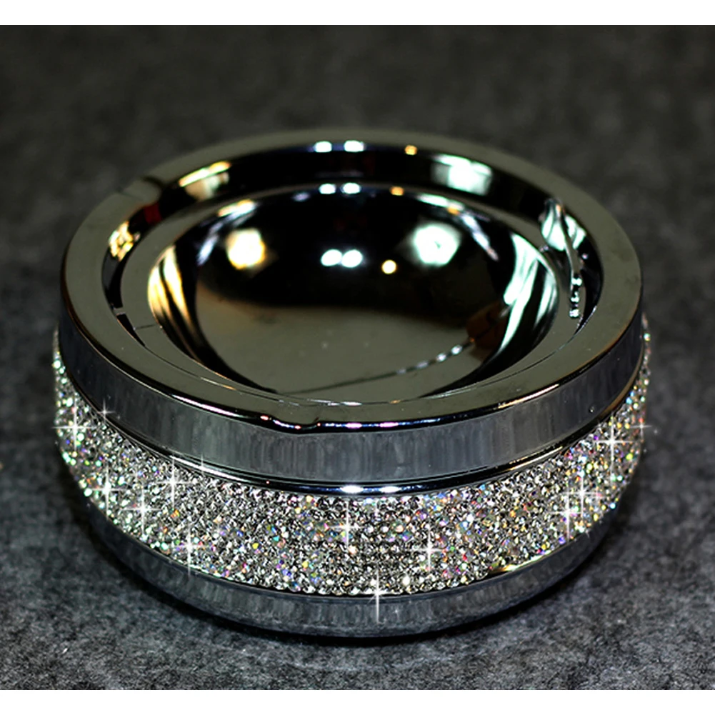 

White Bling Bling Auto Car Truck Cigarette Cigar Ashtray Rhinestones Ash Cylinder Holder Container