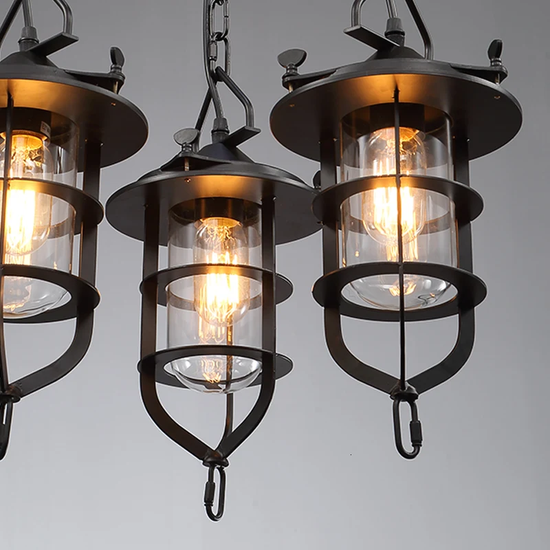 Подвесной ретро светильник в стиле индастриал стеклянная лампа виде черной