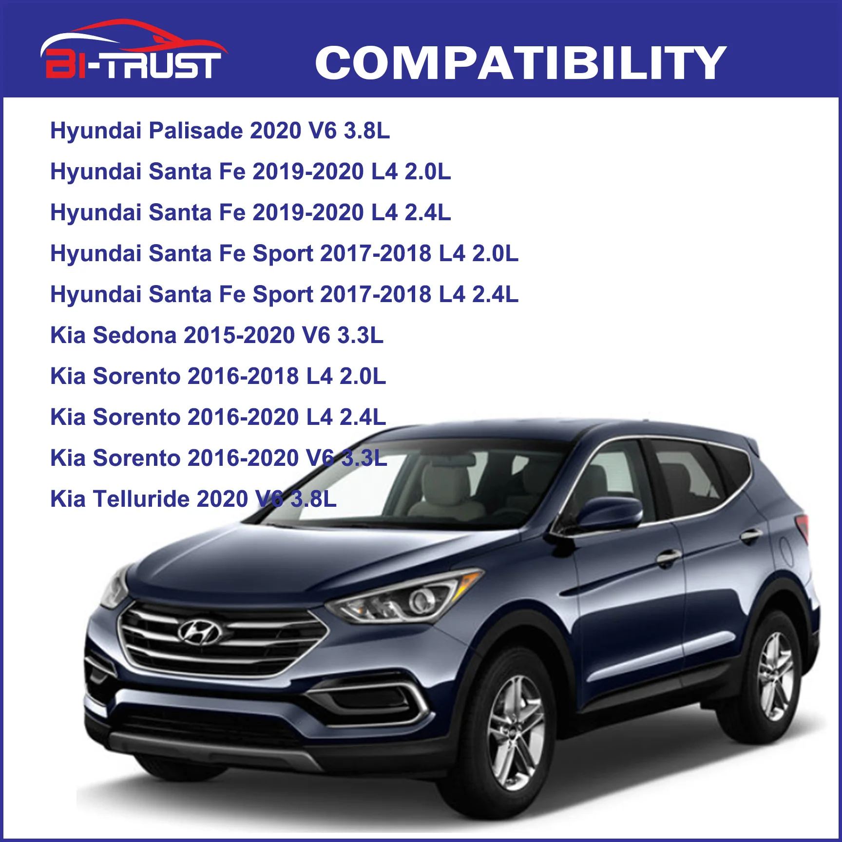 Bi-Trust воздушный фильтр для двигателя Hyundai Palisade Santa Fe Sport/Kia Sedona Sorento Telluride ca1607 28113-A9100 |