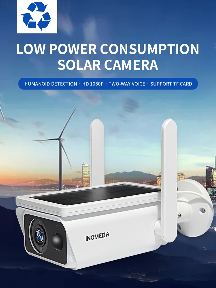 

Камера видеонаблюдения INQMEGA, Wi-Fi, 1080P, широкоугольный обзор, низкая мощность, панель камеры на солнечной батарее, перезаряжаемая батарея, ули...