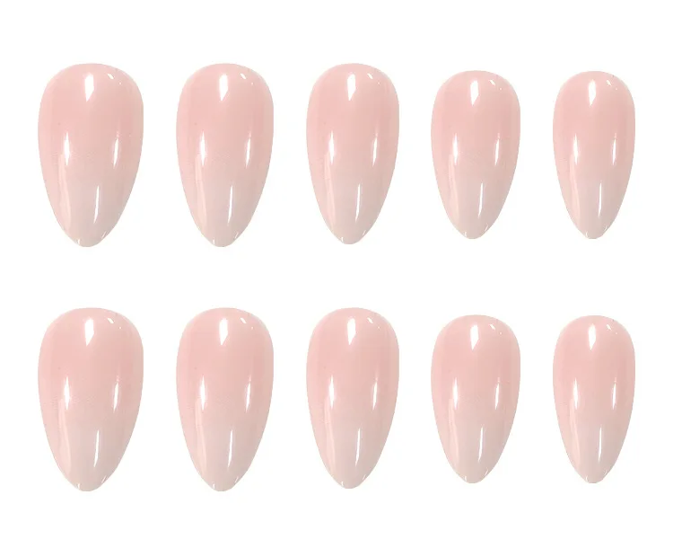

Fake Nails Long Pointed Tip Pink and White Gradient Nail Stickers Finished Nail Stickers 24 Pcs Nail Stickers With Glue CIN6