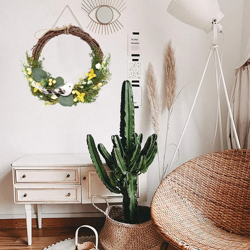 

9.8 Inch Artificial Easter Birds Wreath,Spring Summer Outdoor Ornaments for Front Door Wall Decorations Party Supplies