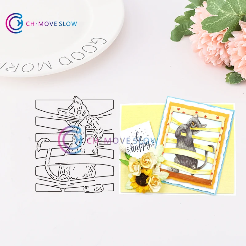 CH блокнот трафарет в виде кошки металлические режущие штампы для скрапбукинга