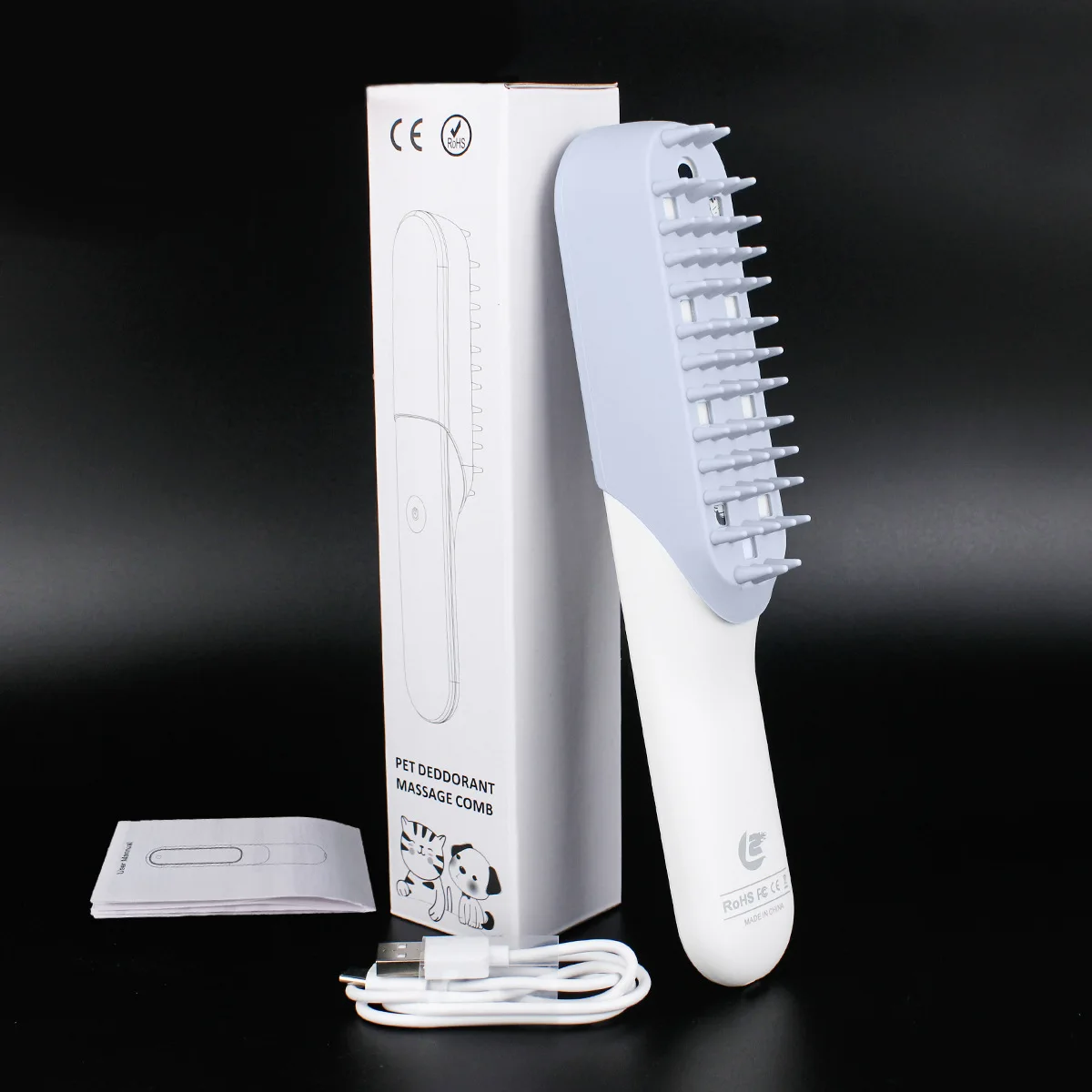 

Pet Comb Eectric Pet Sterilization Care Comb Brush Type-C Charge Antibacterial Deodorant Massage Comb for Preventing Disease