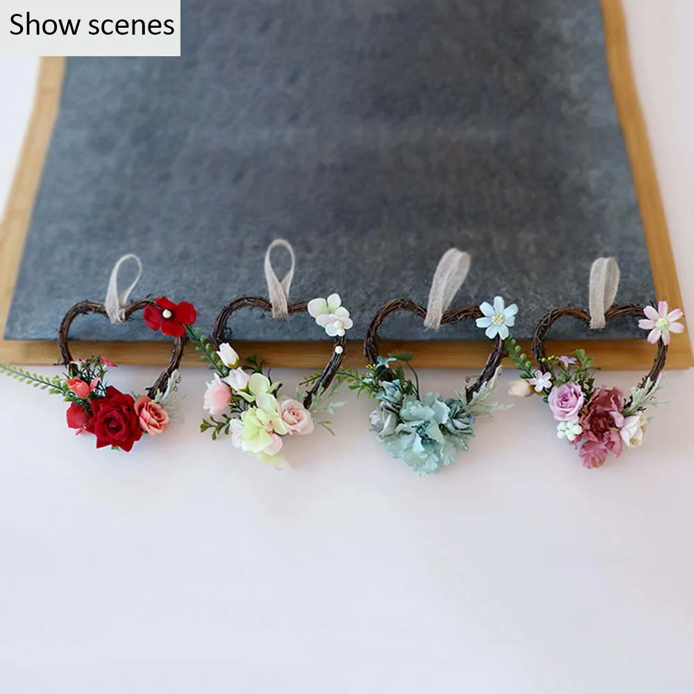 Домашняя гирлянда из ротанга в форме сердца имитация цветов настенные