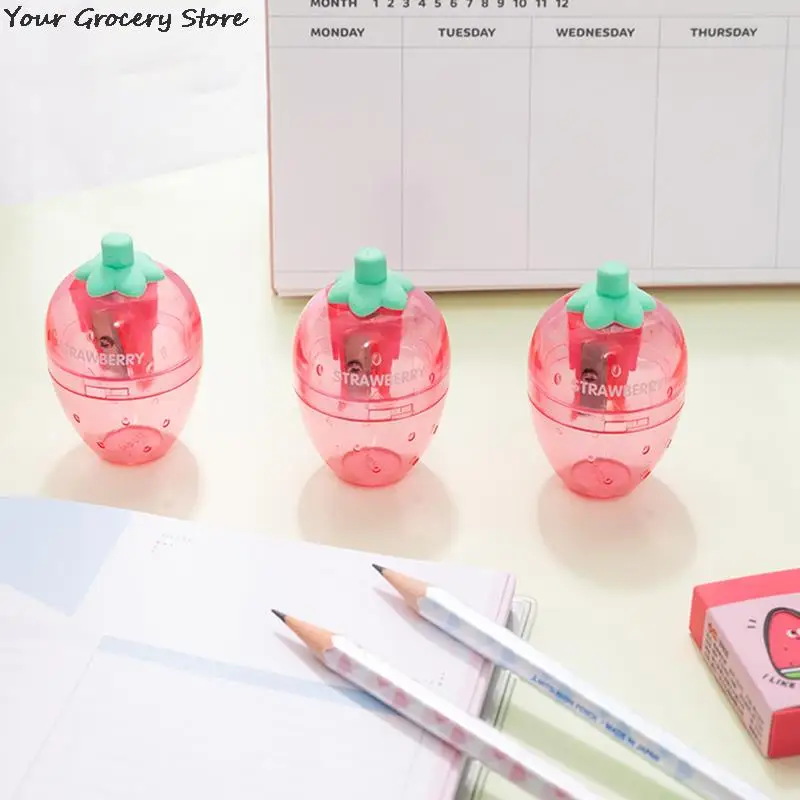 1Pc Lovely Strawberry Pencil Sharpener Portable Creative Stationary School Supplies