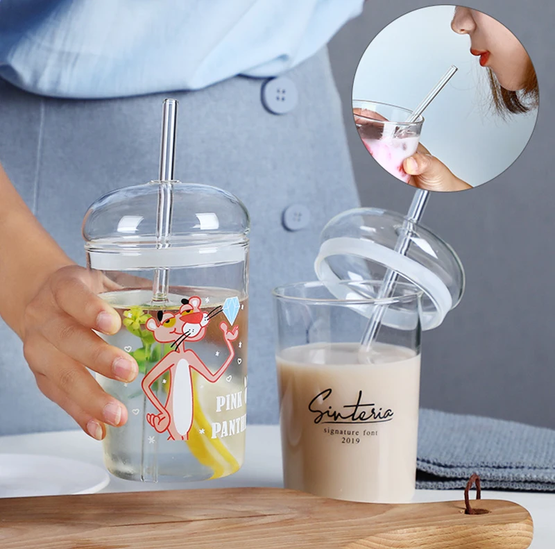 Модная дизайнерская стеклянная кружка из соломы креативная чашка прозрачные