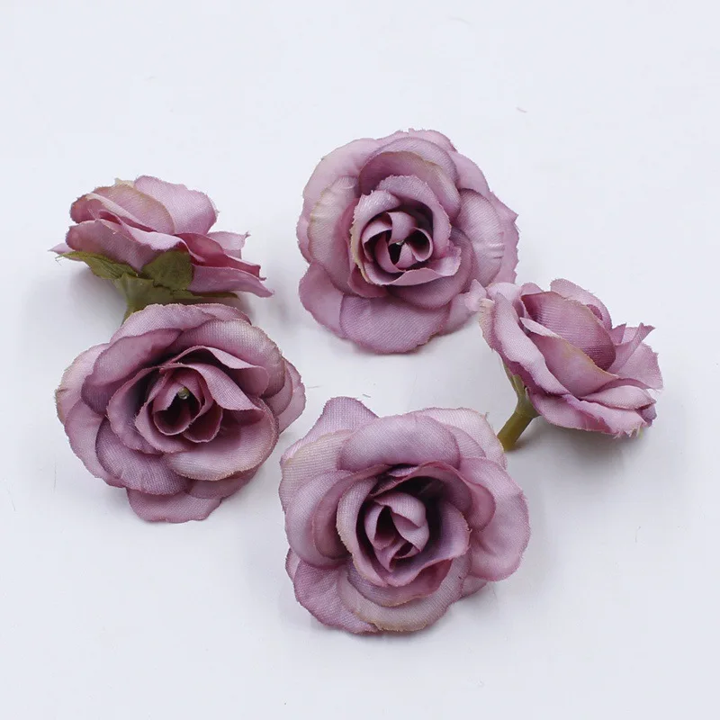 Искусственные шелковые головки розы 10 шт./4 см | Дом и сад