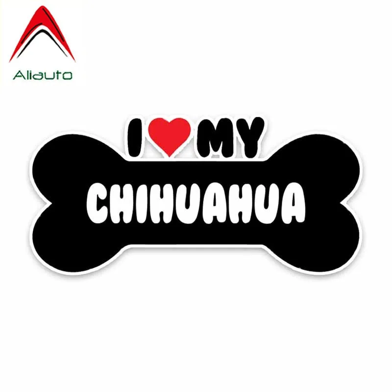 Мультяшная Автомобильная наклейка Aliauto I Heart My Chihuahua Bone виниловые наклейки с