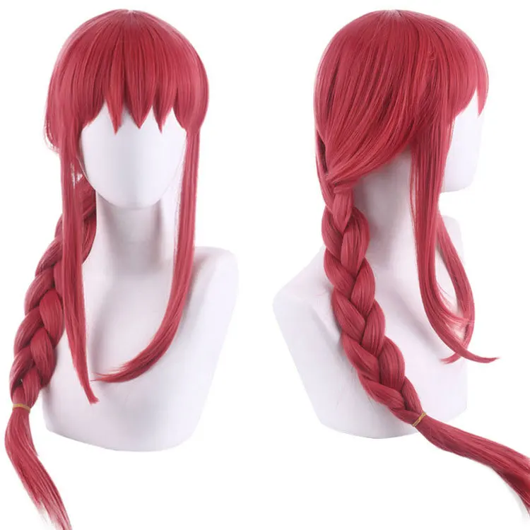 Anime Chainsaw Man Makima red Cosplay straight  Braid Wig Heat-resistant Fiber Hair  Halloween Party costume for Girls Women images - 6