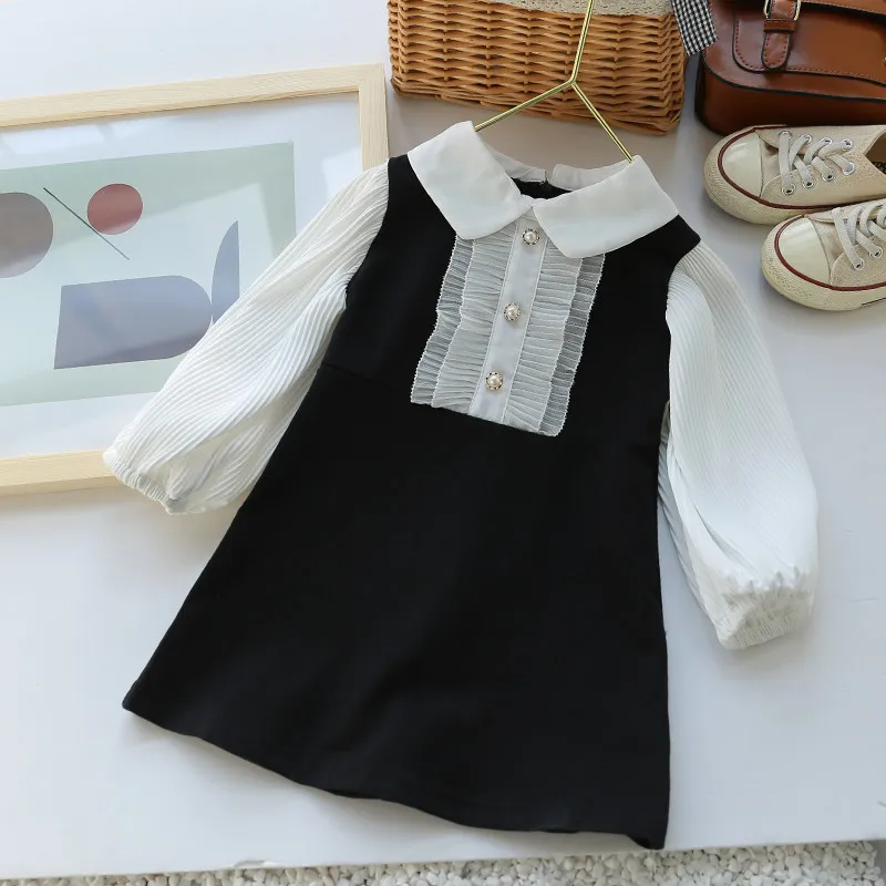 

Girl Dress Casual Spring Autumn Ruffles Shirts Dress Long Sleeve Kids Dresses For Girls One-piece Tops 3-7 years