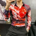 Рубашка мужская, приталенная, с цветочным принтом, весна, 2021