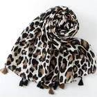 Модный женский шарф с леопардовым принтом 180*90 см, хиджаб-палантин, тонкие хлопковые теплые шарфы, Большие шали и палантины, женский платок