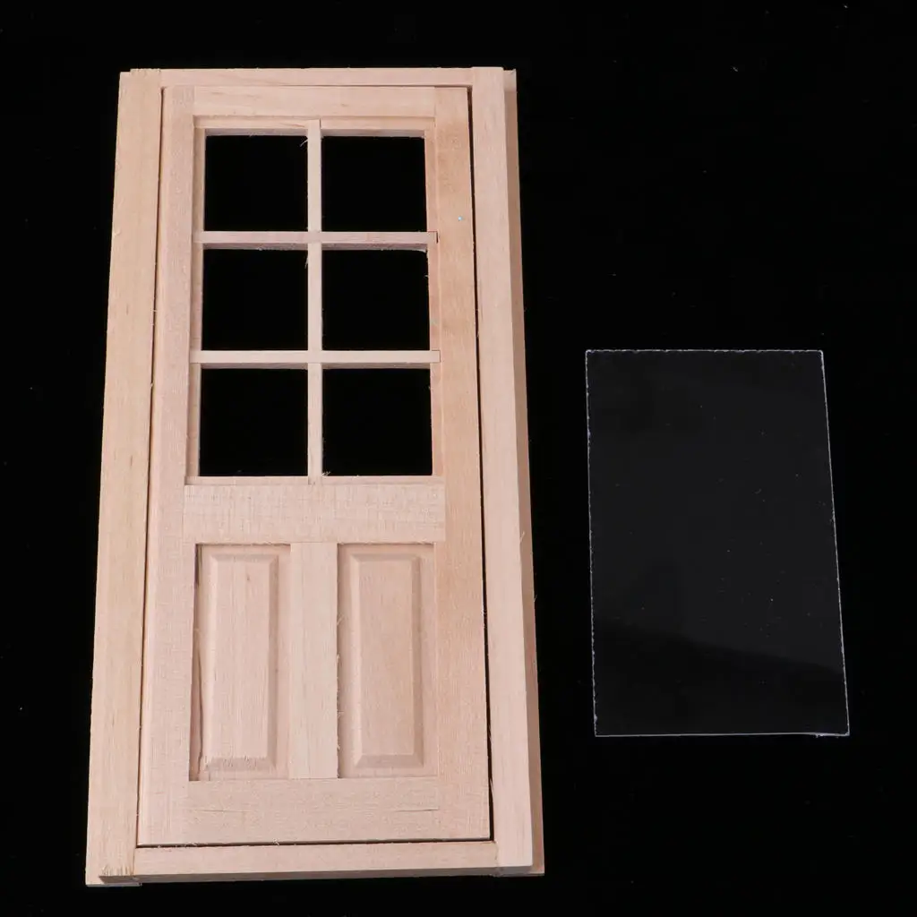 

2x 1/12 миниатюрный деревянный наружный однодверный кукольный домик неокрашенные аксессуары «сделай сам»