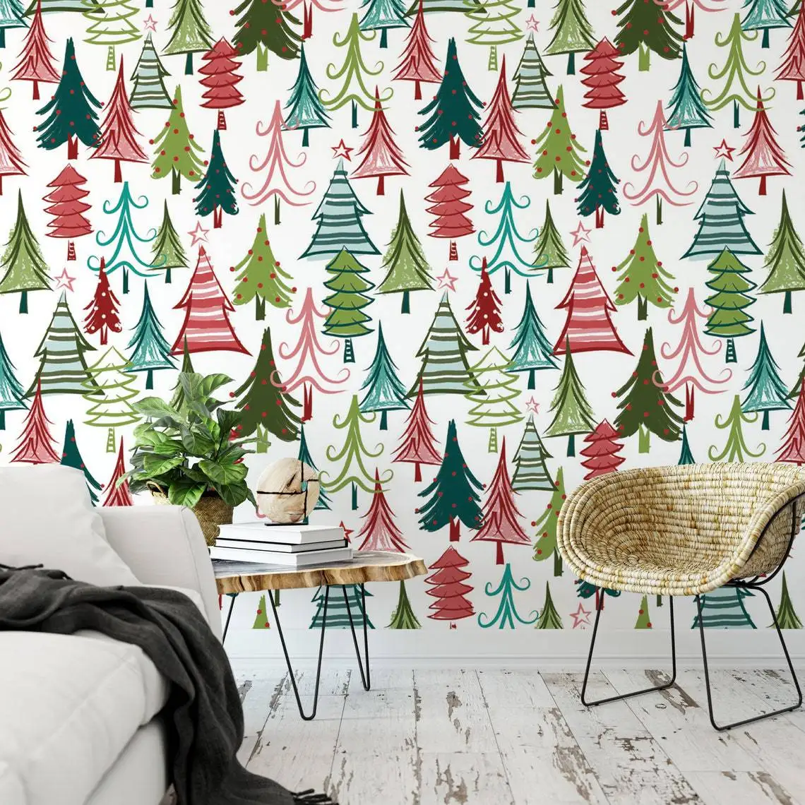 

Self Adhesive Christmas Tree Wall Sticker Wallpaper for Boy Girl Kids Children Room Christmas Decorations 2021