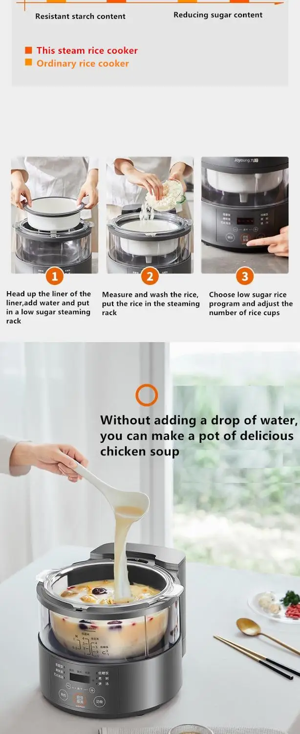 220V 3L Электрический паровой риса Плита интеллигентая (ый) Многофункциональный