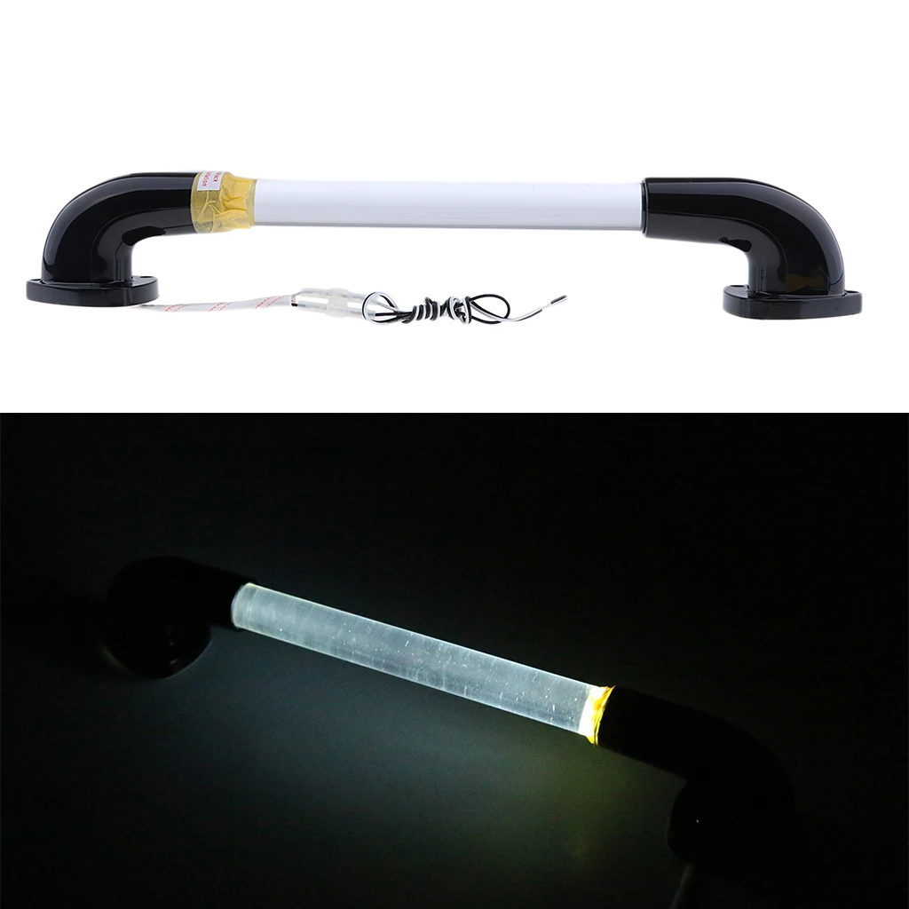 

18" White LED Light Assist Grab Handle with Black End Caps RV Motorhome Marine Yacht Accessories