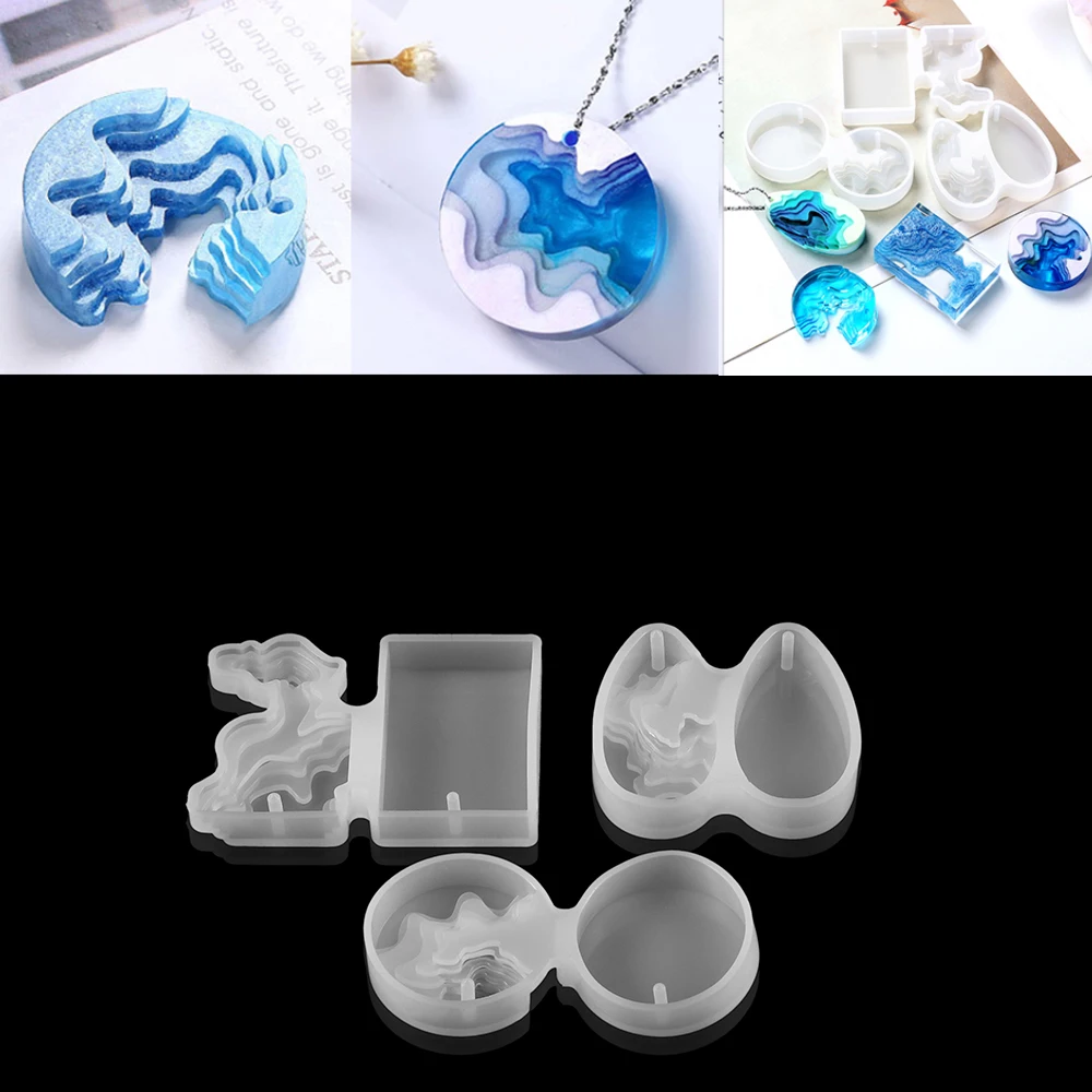 

Crystal Island Mountain Silicone UV Epoxy Resin Molds Mountain Concrete Charm Pendant For DIY Casting Jewelry Making Accessories