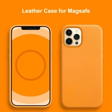 Geniune Leather Case For IPhone 13 12 Pro Max Mini 12Pro Cases For Magsafe Mag Safe Magnetic Wireless Charge Soft Cover Funda