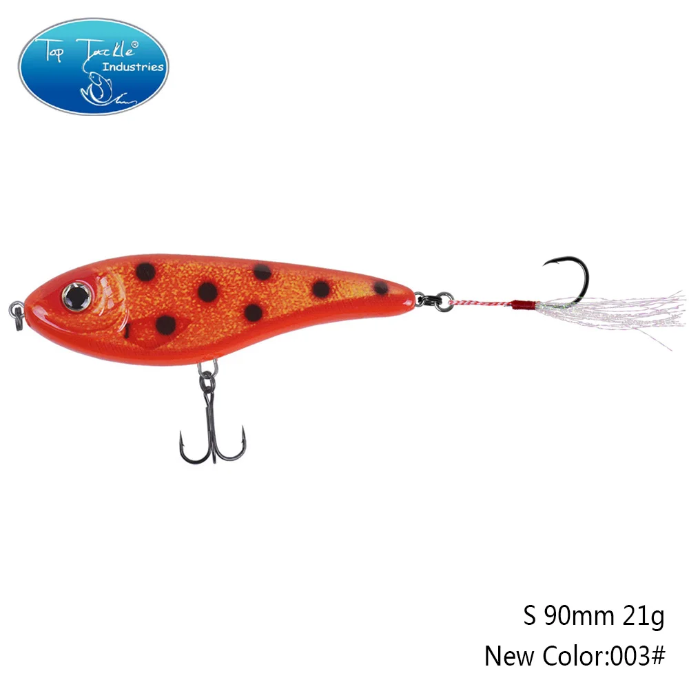 90mm 21g 003 90 мм 21 г цвета от 001 до 035 Тонущая Мускусная Щука искусственная рывковая приманка с одним крюком перьевая приманка для рыбалки - Цвет: 90mm 21g 003