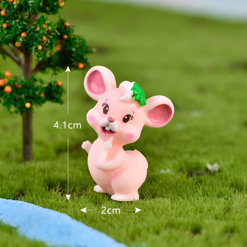 Миниатюрная фигурка розовой мыши аксессуары для украшения дома Статуэтка из