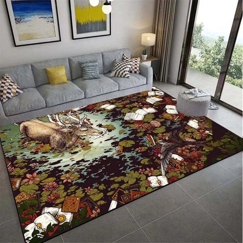 Коврик для гостиной с загадочными животными подарок любителей оленя ковер