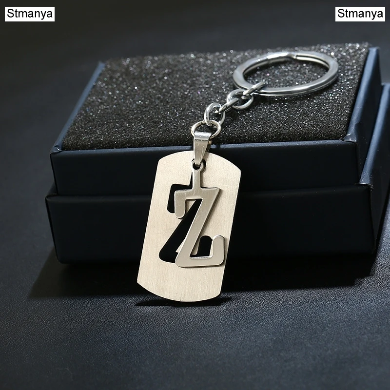 X DIY из нержавеющей стали A-Z буквы брелок талисман 26 букв брелок мужской женский брелок пара подарок ювелирные изделия автомобильный брелок - Цвет: X