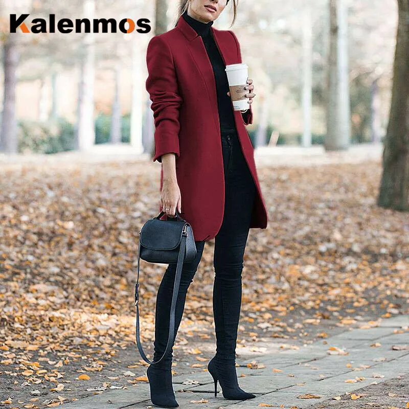 Женское длинное пальто из смешанной ткани Женская куртка на осень и зиму