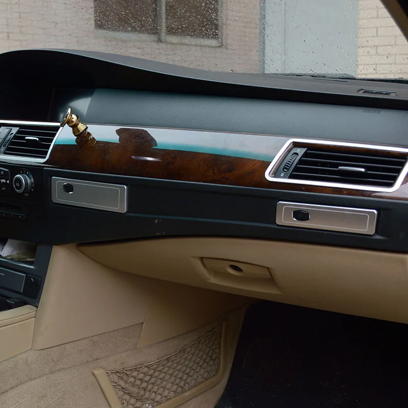 

2pcs Car Styling Co-pilot Water Cup Holder Frame Decoration Cover Trim For BMW 5 Series E60 2005-2010 LHD Interior Accessories