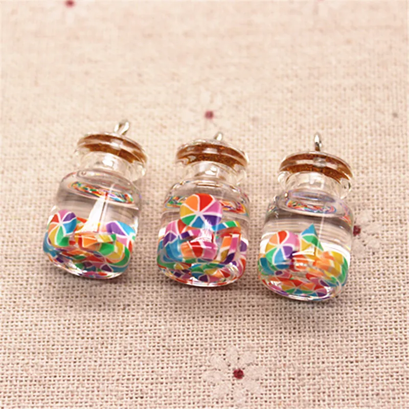 5pcs New Design 3D Glass Rainbow slices Sealed Bottle Iron Hook DIY Craft/Jewelry Accessory 15*22mm | Дом и сад