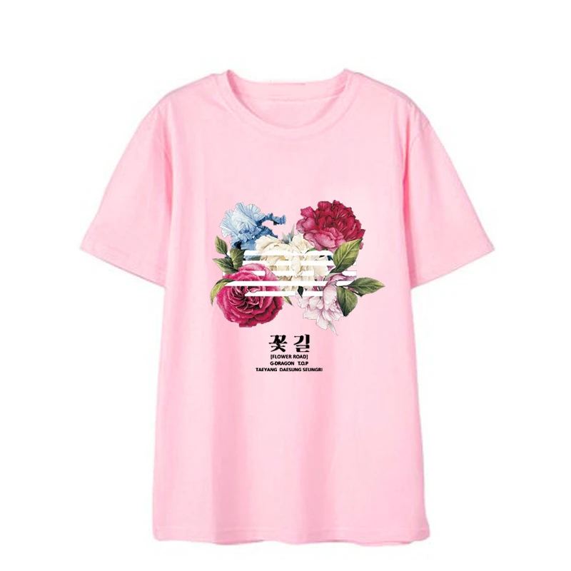 Kpop BIGBANG FLOWER ROAD GD Топ альбом рубашки уличная свободная одежда футболка Топы с