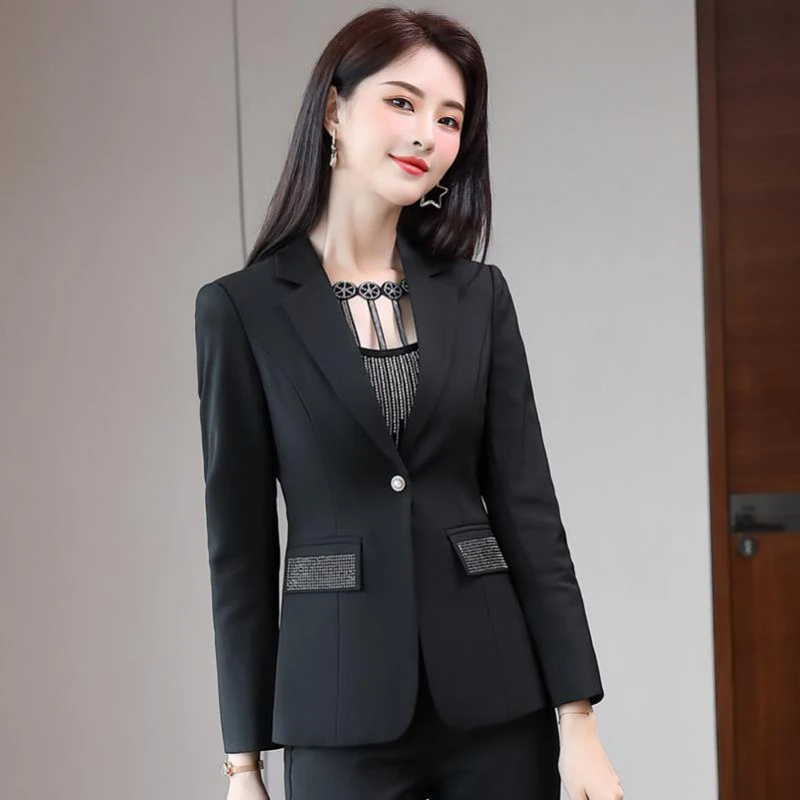 IZICFLY Autumn Spring New Style Red Novelty Trouser And Blazer Set Work Wear Business Office Women Uniform Designs Pant Suit