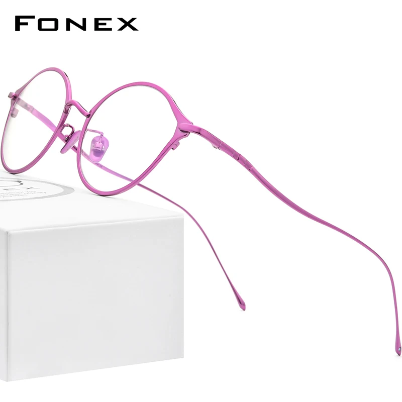FONEX Pure Titanium Glasses Women Retro Cat Eye Prescription Eyeglasses 2021 New Cateye Myopia Optical Frame Eyewear F85657