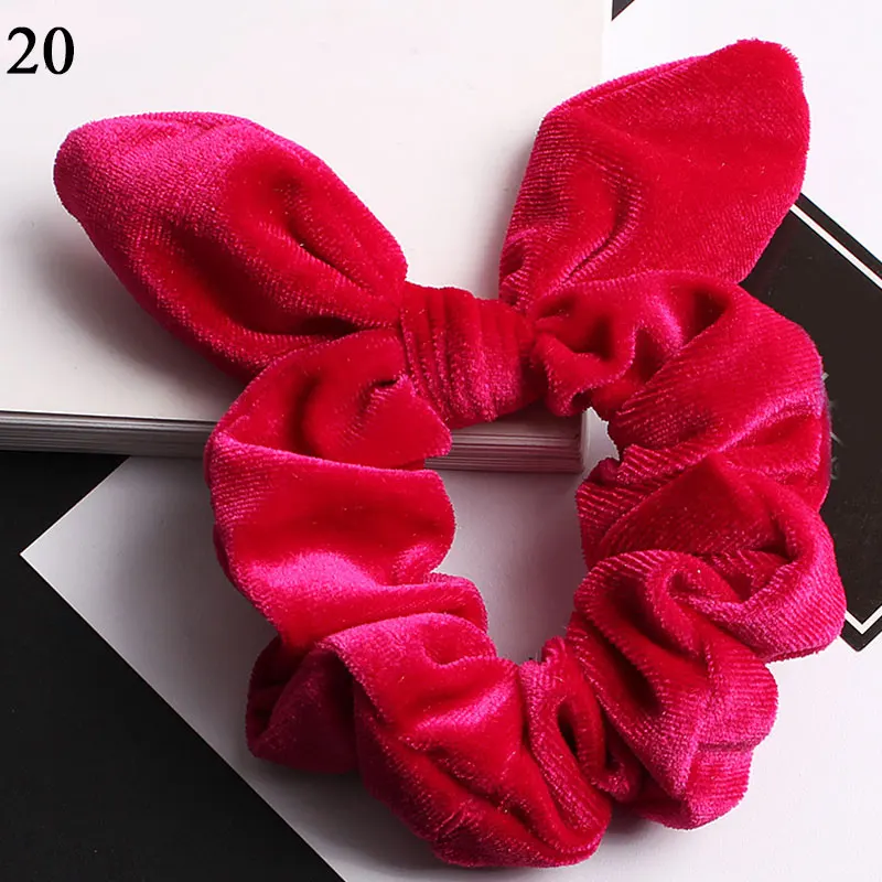 Женская бархатная однотонная эластичная резинка для волос с кроличьими ушками