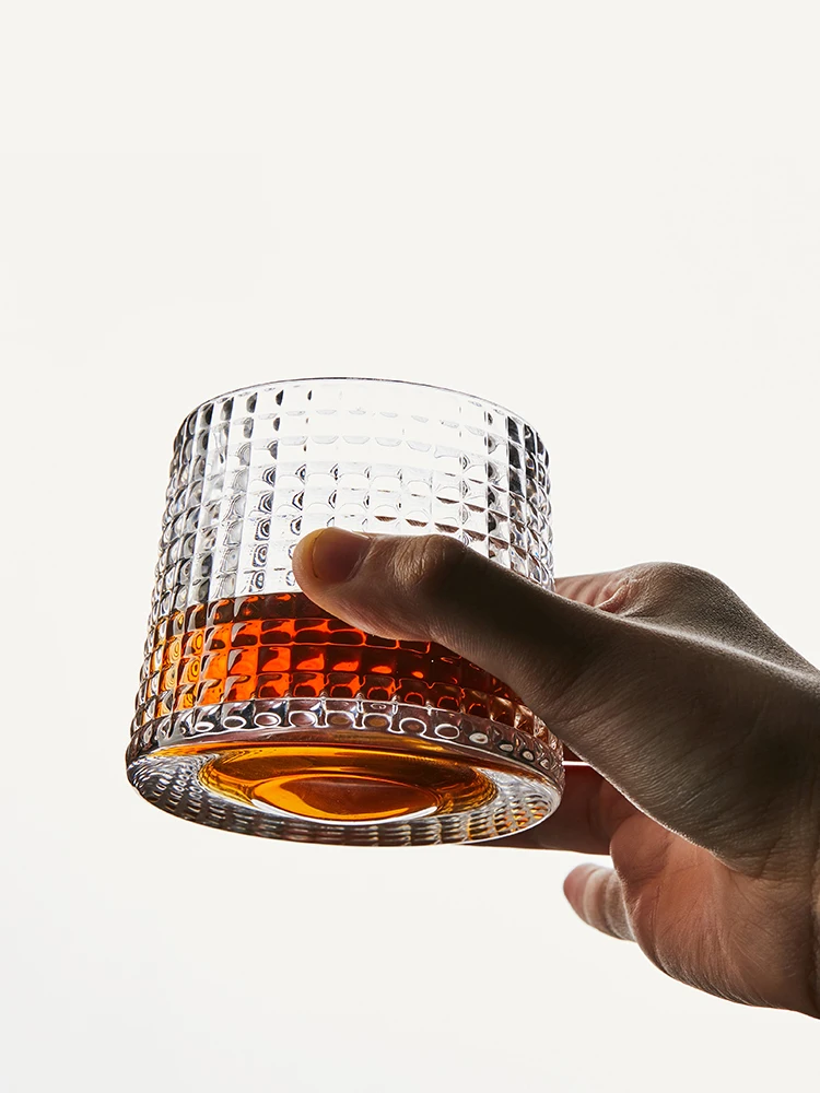 

360 Spinning Rocking Crystal Whisky Glass Cup Brandy Tumblers Personalized Old Fashioned Scotch & Bourbon Glasses