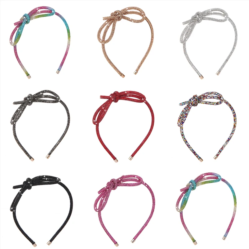 

Korean style Bowknot Rhinestone Hairbands Women Hair Hoop Bands Headband Girls Hair Accessories Headdress Gift Jewelry Banquet