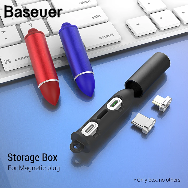 Baseuer коробка с магнитным кабелем для iPhone type C Micro USB адаптер быстрой зарядки портативный металлический чехол Коробка для хранения магнитное зарядное устройство