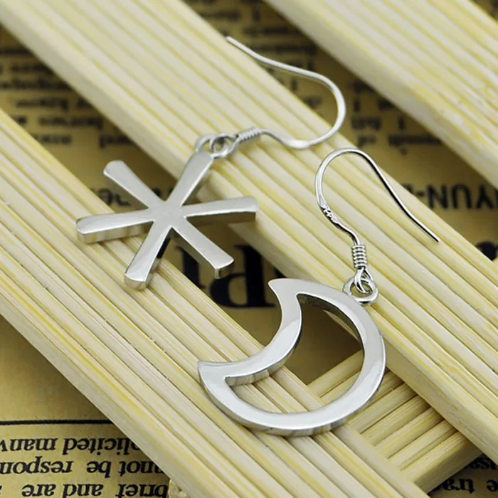 Новые Модные Простые смешанные и подходящие к звездам Луне серьги 925 Висячие из