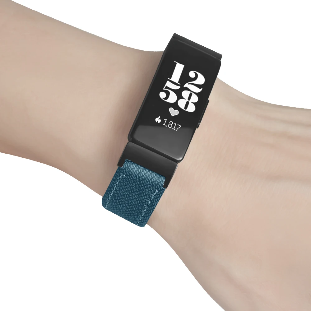 Винтажные кожаные часы ремешок из джинсовой ткани сменный для Fitbit Inspire трекер