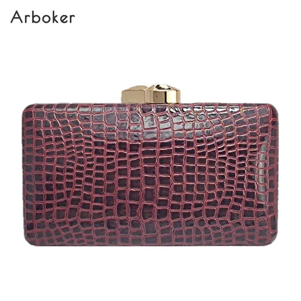 

Alligator Pattern Handbag Women's PU Leather Evening Bag Simplicity Wedding Purse For Female Mini Day Clutch Chain Shoulder Bags