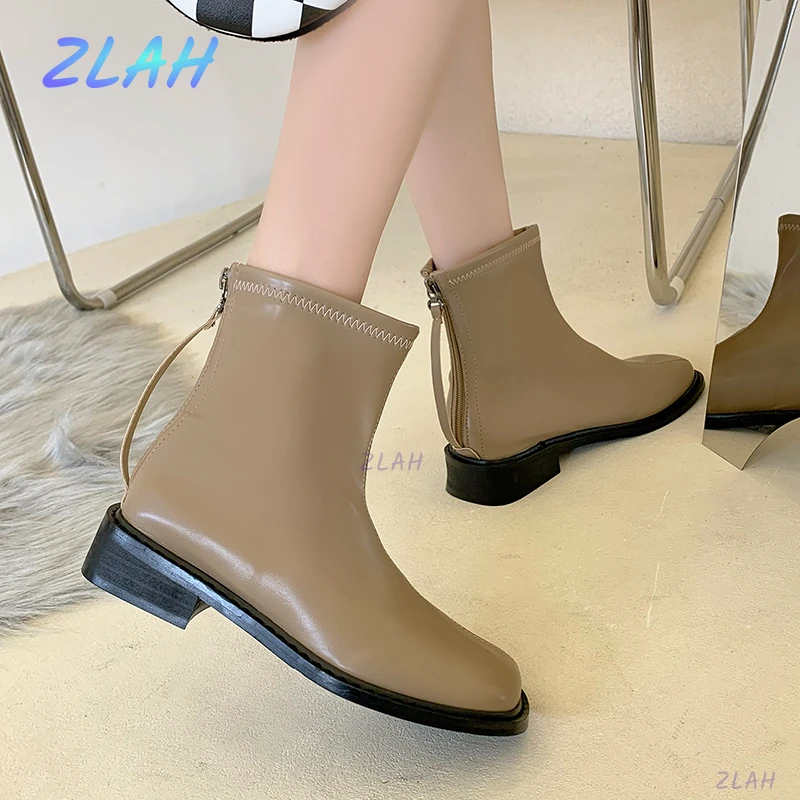 

Новинка, зимние женские ботинки, модные однотонные ботильоны zah из искусственной кожи, женские уличные вечерние высокие ботинки на толстом ...