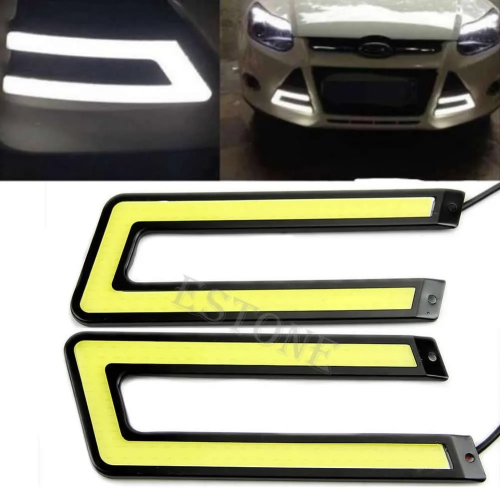 

Headlight 2pcs New White COB 6000K Led Running Light Headlight Fog Lamp U Shape