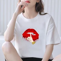 funny t shirt for men women summer short sleeve unisex fashion top tees male female outdoor casual white lip print theme t