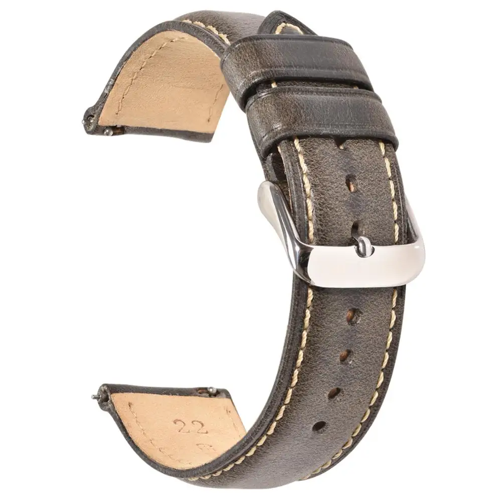 black grey 1 BEAFIRY загорелая кожа 22 мм 20 мм 18 мм ремешок для часов Quick Release Watch Band ремешок коричневый для мужчин и женщин совместим с Fossil - Цвет ремешка: black grey 1