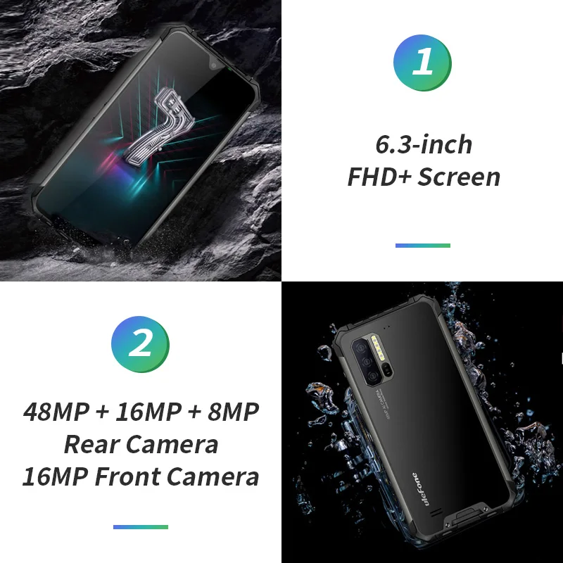 Смартфон Ulefone Armor 7 IP68, трекер сердечного ритма, Android 9,0, NFC Helio P90, четыре ядра, 6,3 дюйма, 8 ГБ+ 128 ГБ, 48MP, 4G, 5500 мАч, телефон